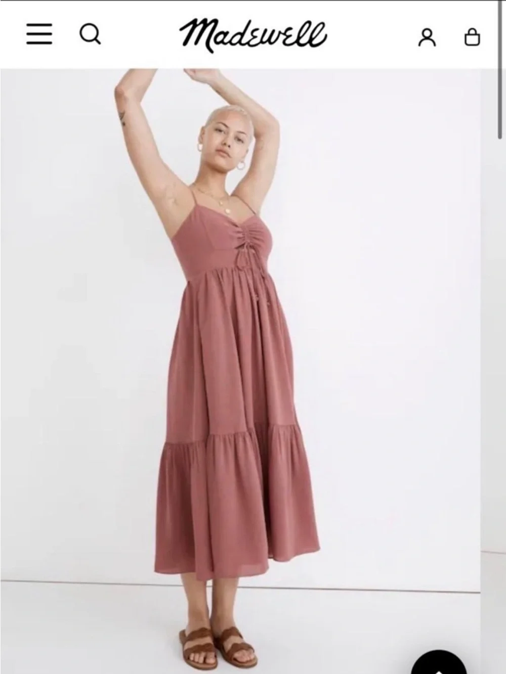 Madewell Dusty Rose Tiered Midi Dress